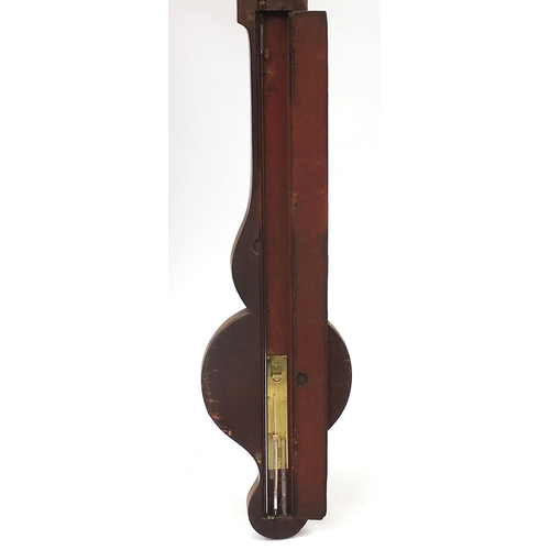 428 - Georgian inlaid mahogany banjo barometer, 98cm high