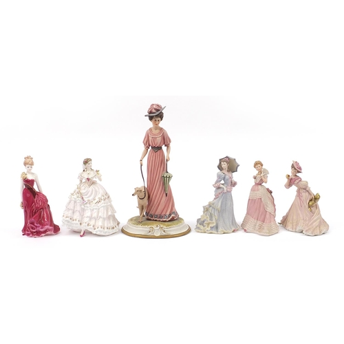 791 - Six collectable china figurines including Royal Worcester The Fairest Rose, Wedgwood, Coalport and C... 