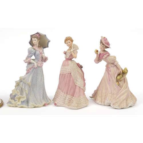 791 - Six collectable china figurines including Royal Worcester The Fairest Rose, Wedgwood, Coalport and C... 