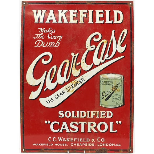 243 - Wakefield Gear-Ease by Castrol enamel advertising sign, 68cm x 50cm