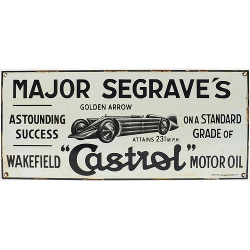 247 - Motoring interest Major Segarave's Castrol enamel advertising sign, 70cm x 31cm