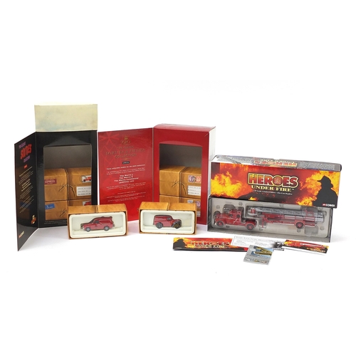 1982 - Three Corgi diecast model gift sets comprising Heros Under Fire, Royal Mail CP99145 and Royal Mail C... 