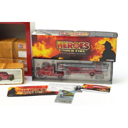 1982 - Three Corgi diecast model gift sets comprising Heros Under Fire, Royal Mail CP99145 and Royal Mail C... 