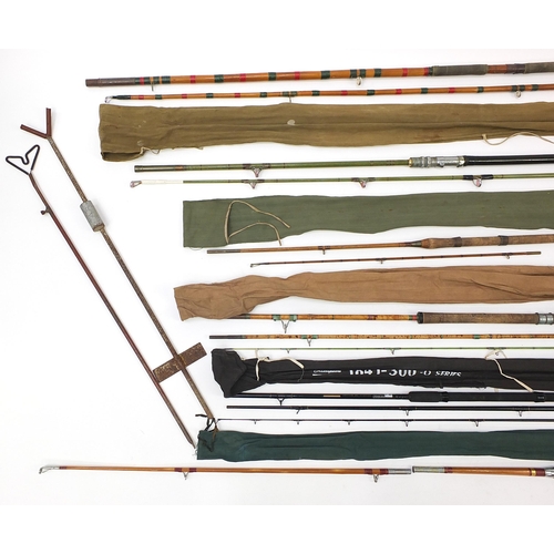 1893 - Collection of vintage and later fishing rods including some cane and Shakespeare