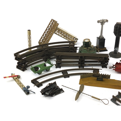 1949 - Vintage toys including Hornby 0 gauge model railway accessories, Astra 0 gauge traffic signal and se... 