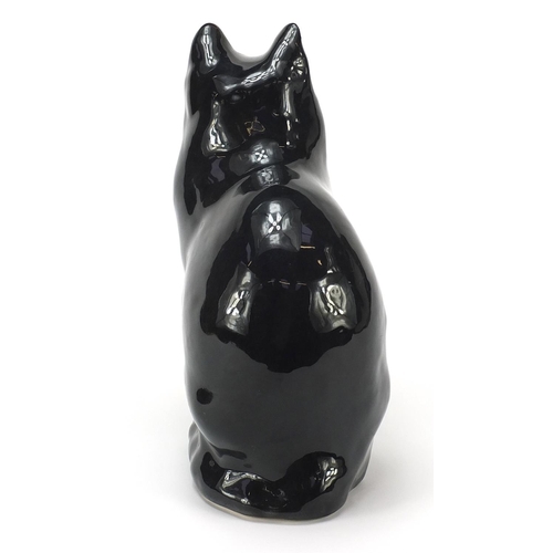 789 - Winstanley pottery seated cat with glass eyes, 29.5cm high