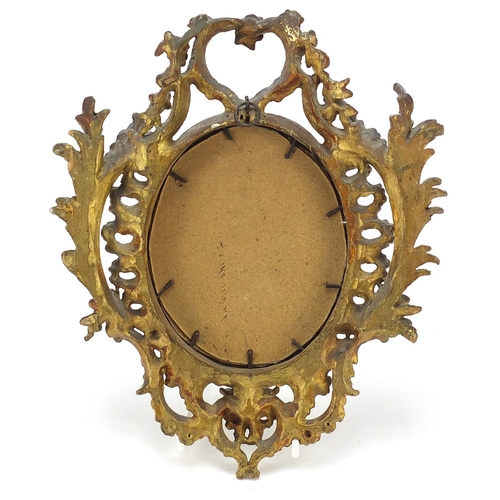 304 - 19th century giltwood acanthus design mirror with bevelled glass, 22cm x 18cm