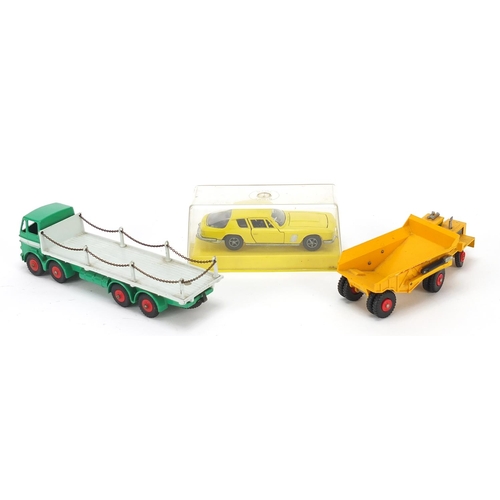 1937 - Three vintage diecast collector's vehicles comprising Dinky Super Toys Leyland octopus, Jensen FF an... 