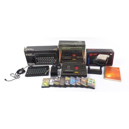 1964 - Vintage Sinclair ZX Spectrum computer with games, data recorder and ZX printer