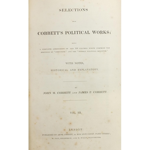 1905 - Ephemera relating to William Cobbett including a 19th century hand written letter and six volumes of... 