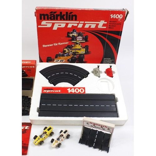 1923 - Marklin Sprint model racing cars and accessories including set 1400, with boxes