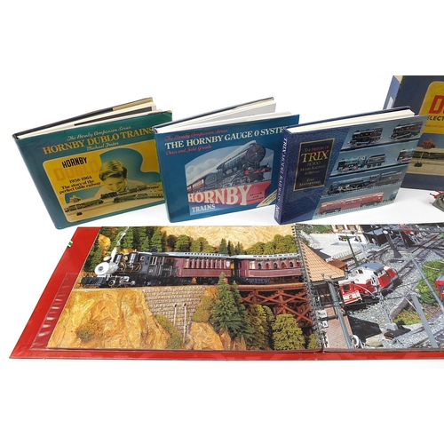 1970 - Hornby model railway items comprising electric train set box, LGB 2003 catalogue and three hardback ... 