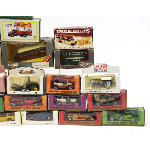 1981 - Collection of diecast vehicles with boxes, some advertising, including Corgi, Vanguards and Maisto S... 