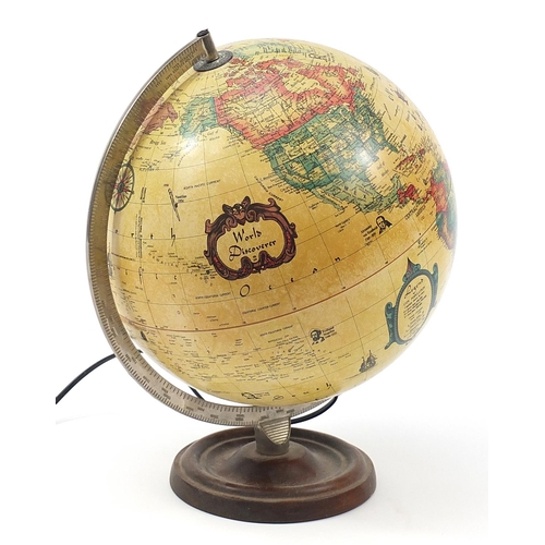 1904 - World Discover, vintage table globe lamp, 40cm high