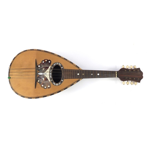 1988 - Italian inlaid rosewood melon shaped mandolin with case, 61cm in length