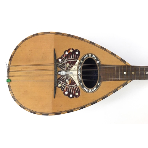 1988 - Italian inlaid rosewood melon shaped mandolin with case, 61cm in length