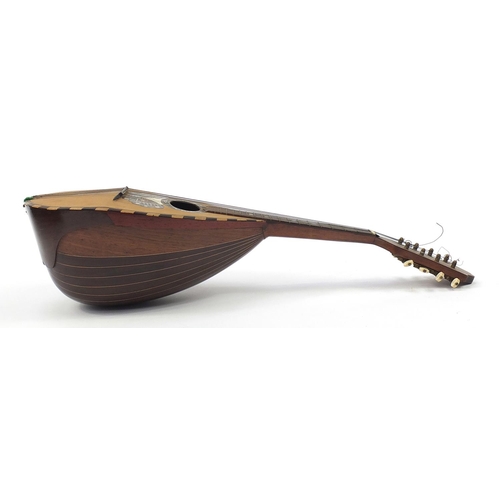 1988 - Italian inlaid rosewood melon shaped mandolin with case, 61cm in length