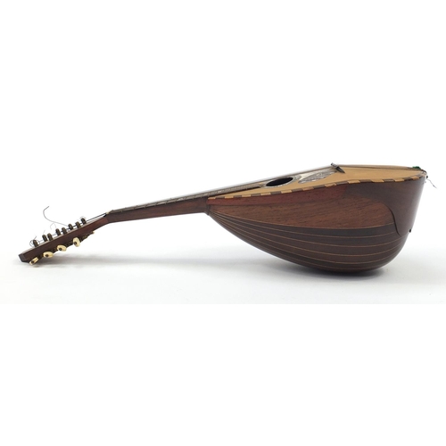 1988 - Italian inlaid rosewood melon shaped mandolin with case, 61cm in length