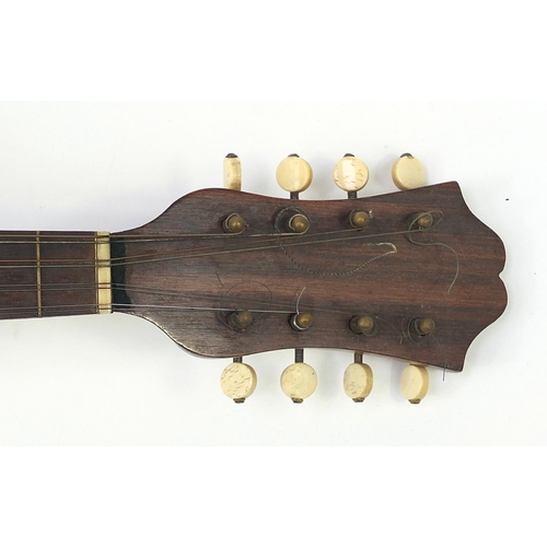 1988 - Italian inlaid rosewood melon shaped mandolin with case, 61cm in length