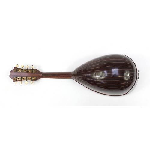 1988 - Italian inlaid rosewood melon shaped mandolin with case, 61cm in length