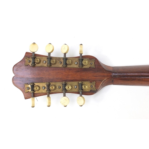 1988 - Italian inlaid rosewood melon shaped mandolin with case, 61cm in length