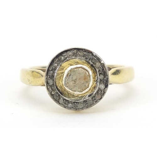 2788 - Indian silver gilt diamond ring, size Q, 4.8g