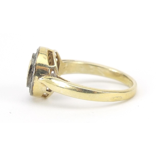 2788 - Indian silver gilt diamond ring, size Q, 4.8g