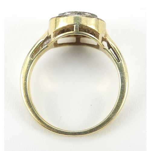 2788 - Indian silver gilt diamond ring, size Q, 4.8g