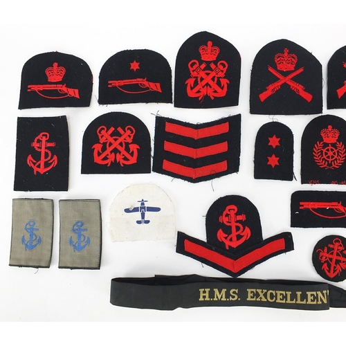 1890 - Militaria including a naval tally and cloth patches