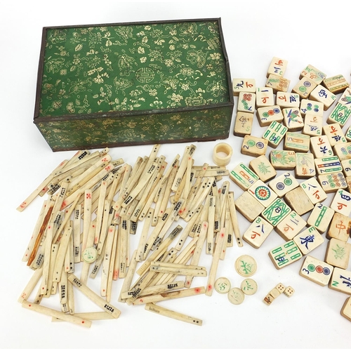 1953 - Vintage bone and bamboo Mah-jong set with tin case