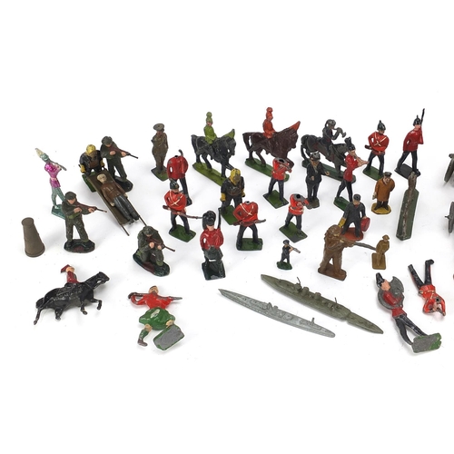 1941 - Collection of vintage hand painted lead model soldiers and accessories including figures on horsebac... 