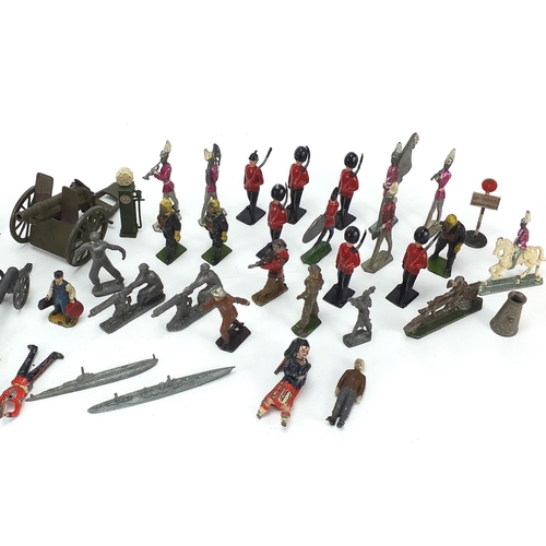 1941 - Collection of vintage hand painted lead model soldiers and accessories including figures on horsebac... 