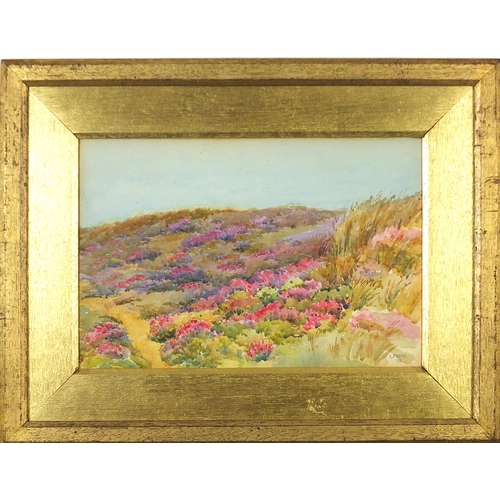 122 - Laurie Frere - Highland landscape, signed watercolour, J R Harnell & Son label verso, mounted, frame... 