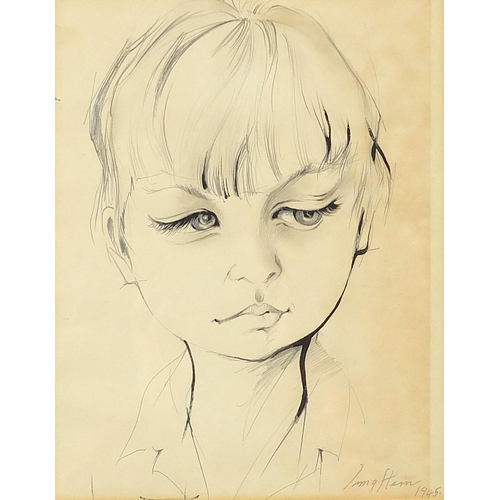 299 - Irma Stern 1945 - Portrait of a young girl, signed South African ink and pencil, details verso, moun... 