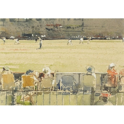 80 - Thomas John Coates - The Empty Chair, Durban,  cricketing interest signed watercolour, mounted, fram... 