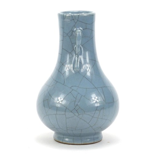 1883 - Chinese Ge ware type porcelain vase with twin handles, 21.5cm high