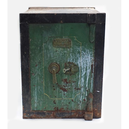 760 - Frederic Whitfield & Co cast iron safe, 61cm H x 46cm W x 49cm D