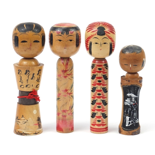 443 - Four Japanese Kokeshi dolls, the largest 31cm high