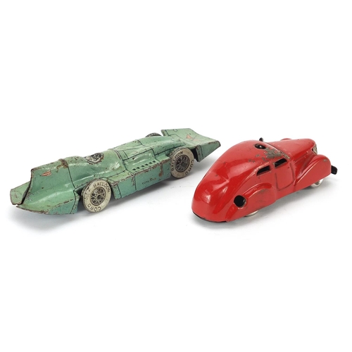 1930 - Vintage Schuco 3000 clockwork tinplate vehicle and one other, the largest 15cm in length