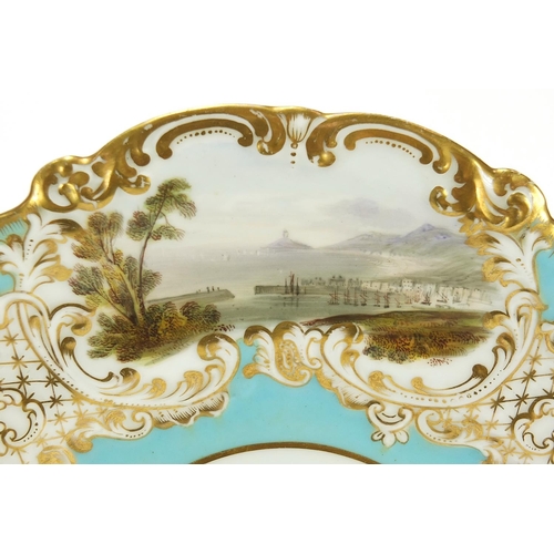 1883A - Two Victorian Copeland cabinet plates hand painted with views of Swansea Bay, the largest 25cm wide