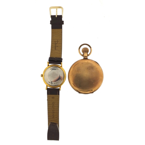 2799 - Gentlemen's gold plated open face pocket watch and a Tissot Seastar Seven automatic wristwatch