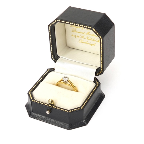 2254 - 18ct gold diamond solitaire ring, the diamond 0.3ct, size N, 3.8g