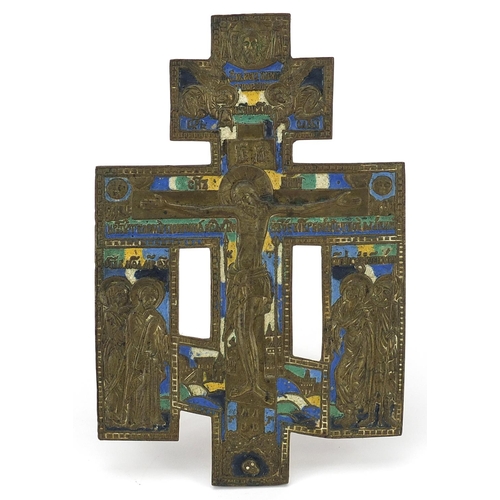 644 - Russian Orthodox enamel icon, 22.5cm high