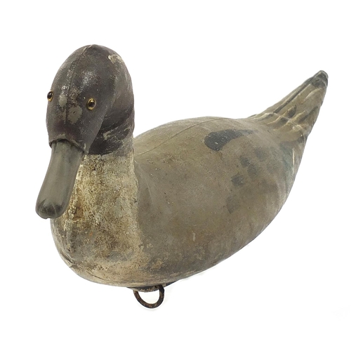662 - Antique leather duck decoy, 39cm in length