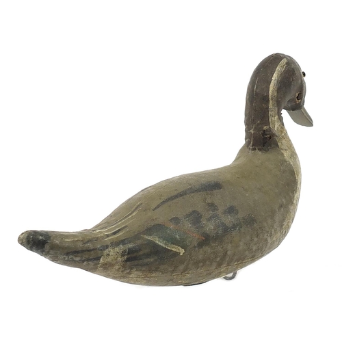 662 - Antique leather duck decoy, 39cm in length