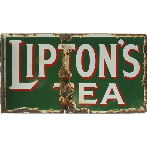 246 - Lipton's Tea double sided enamel advertising sign, 46cm x 25cm