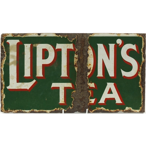 246 - Lipton's Tea double sided enamel advertising sign, 46cm x 25cm