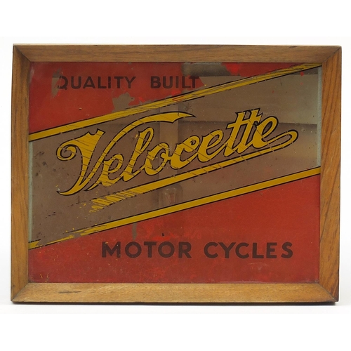 238 - Velocette Motorcycles glazed advertising light box, 30cm H x 37cm W x 18cm D