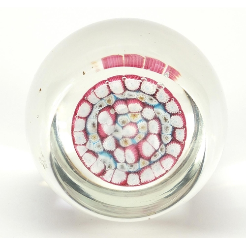 269 - Victorian millefiori glass paperweight with 1885 date cane, 7.5cm in diameter