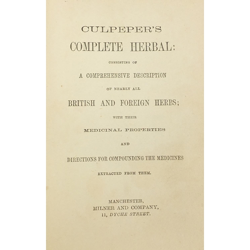 577 - Culpeper's British Herbal, hardback book published by Milner & Co with coloured plates